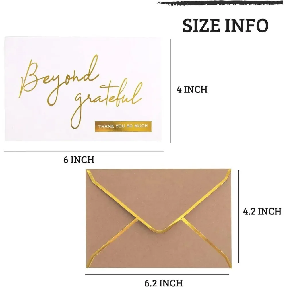 Beyond Grateful Thank You Cards with Envelopes - 36 PKGold Foil Letterpress 4x6